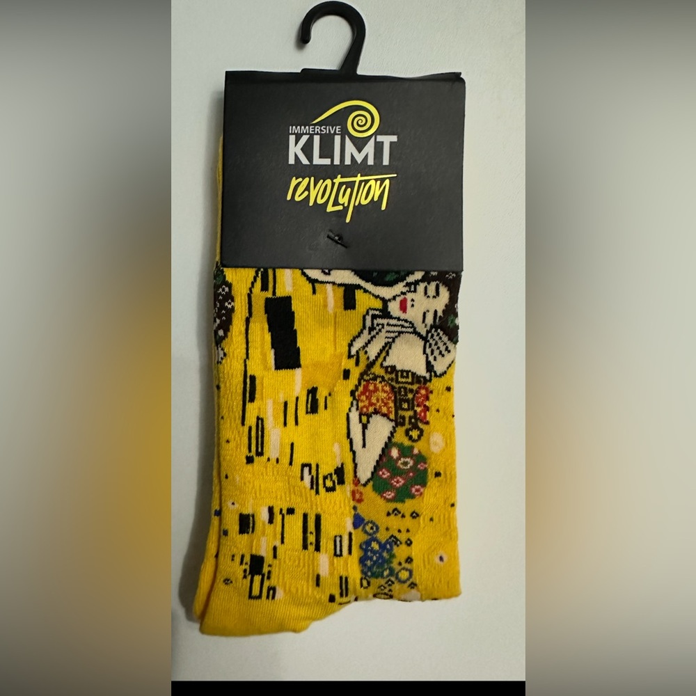 Gustav Klimt The Kiss Revolution Artistic Cotton Yellow Socks Size Small Medium